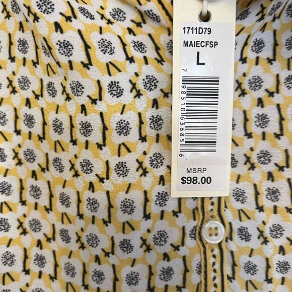 Max Studio Yellow And White Floral Blouse Size Large - Picture 4 of 7